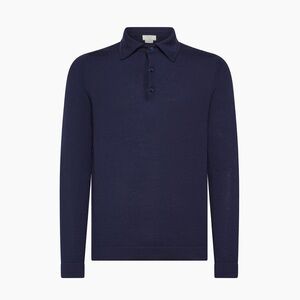 KA/NOA CASHMERE DOMINIC LONG SLEEVED KNITTED POLO NAVY - $929 RETAIL